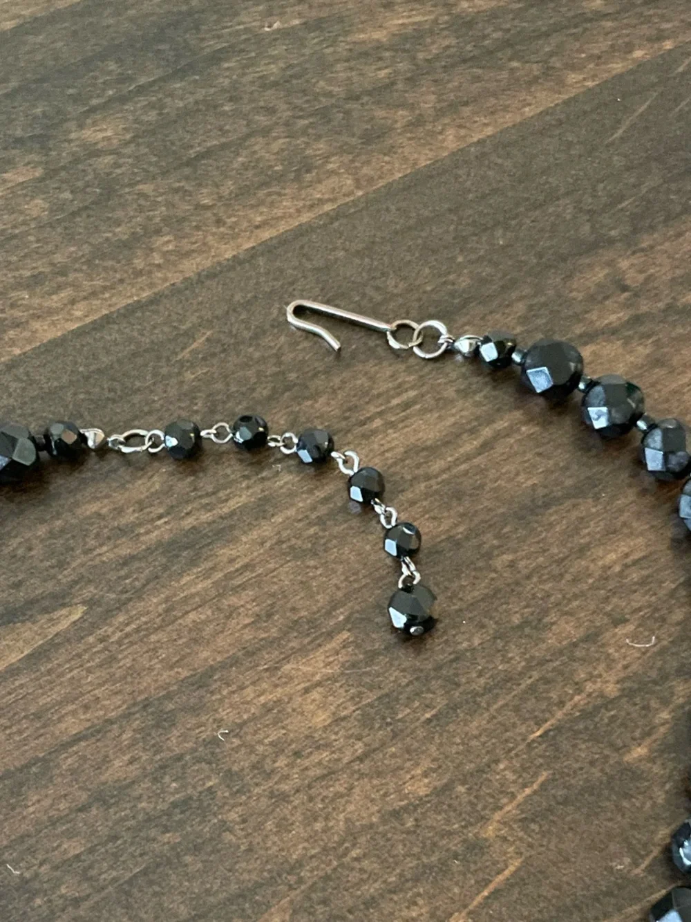 Black Faceted Beaded Choker Necklace
